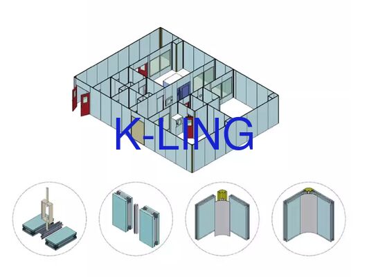 Système modulaire de salle blanche avec filtres HEPA/ULPA pour un environnement contrôlé de classe 100/1000/10000 et une épaisseur de 50 mm
