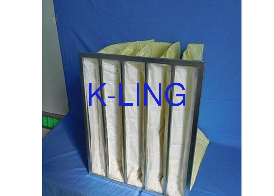 Filtre à air de poche en alliage d'aluminium à 80% d'humidité en fibres synthétiques avec cadre en acier galvanisé