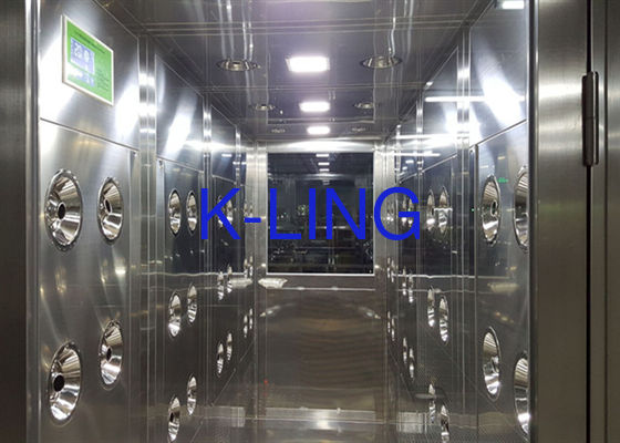 Douche à air de salle blanche de classe 100 avec contrôle PLC et construction en acier inoxydable SUS304 pour marchandise