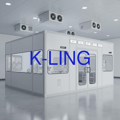 Salle blanche modulaire déplaçable avec revêtement de sol en PVC époxy et système CVC de classe ISO 5-8