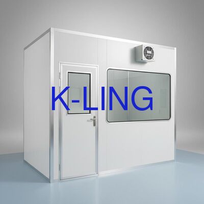 Salle blanche modulaire à paroi dure avec système de filtration de l'air par filtre HEPA, porte ignifuge et fenêtre en verre sous vide à double couche