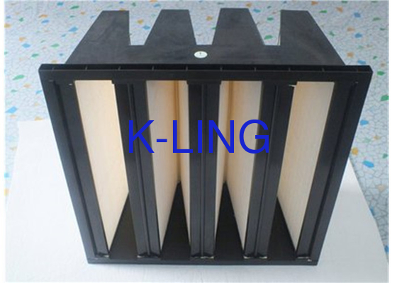 Filtre de banque en fibre de verre à température V avec construction en forme de V